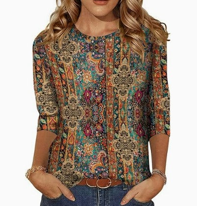 Blusa Turquesa con Degradado y Detalles Brillantes