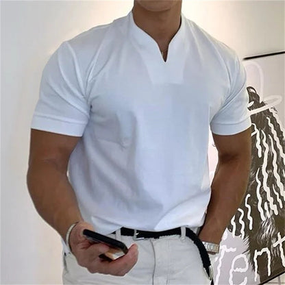 Camiseta Deportiva Hombre – Cuello en V, Algodón, Manga Corta 🏋️