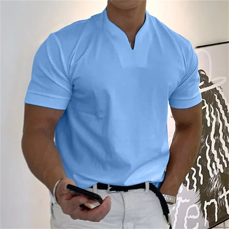 Camiseta Deportiva Hombre – Cuello en V, Algodón, Manga Corta 🏋️