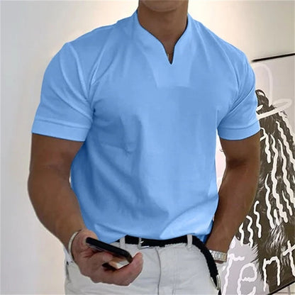 Camiseta Deportiva Hombre – Cuello en V, Algodón, Manga Corta 🏋️