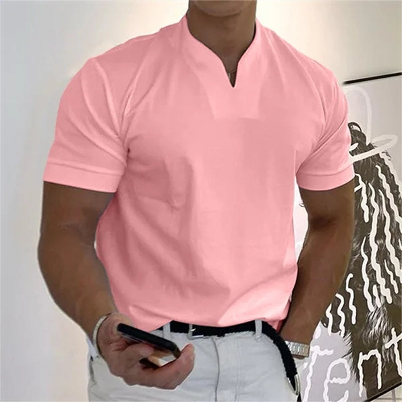 Camiseta Deportiva Hombre – Cuello en V, Algodón, Manga Corta 🏋️