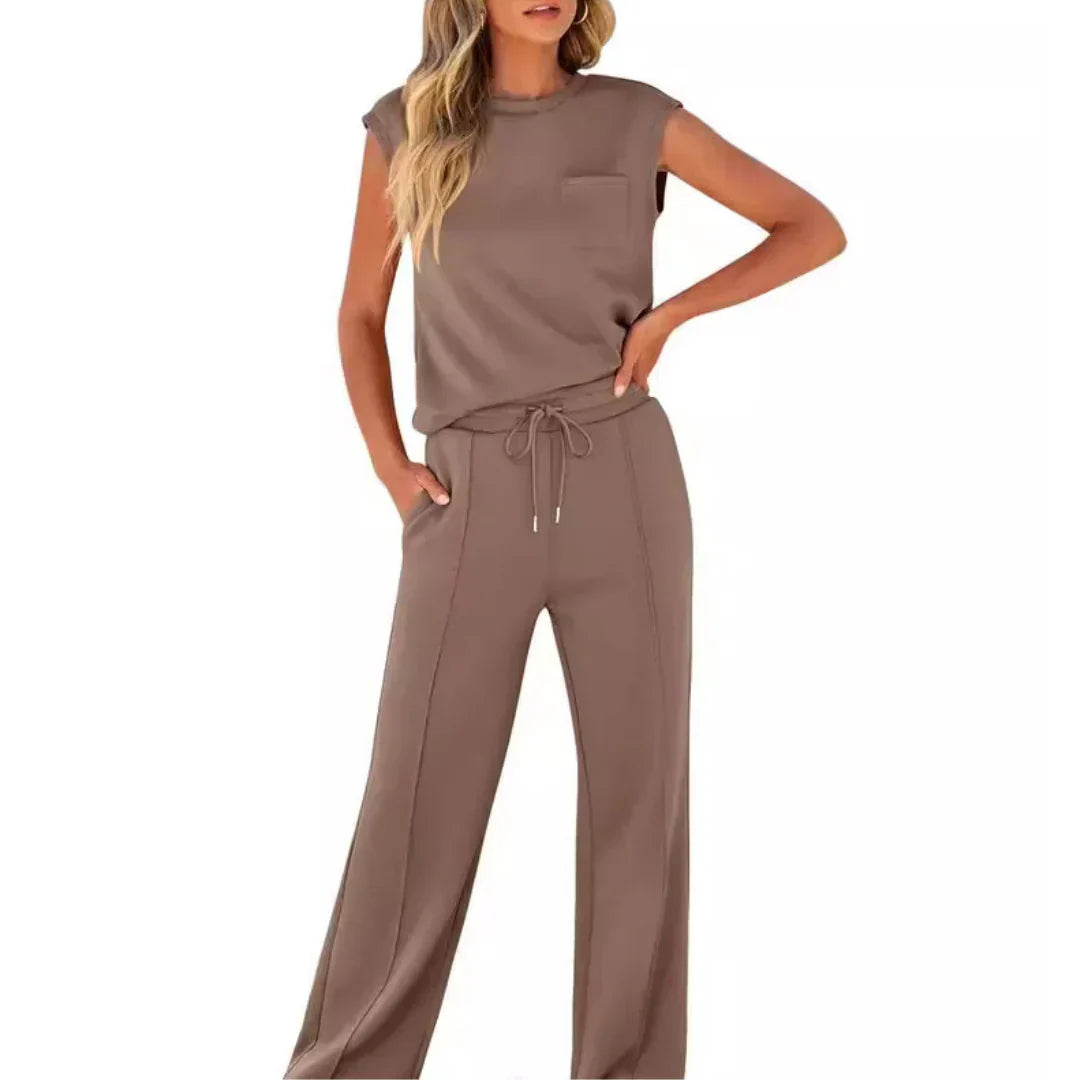 Conjunto top sin mangas-pantalón largo