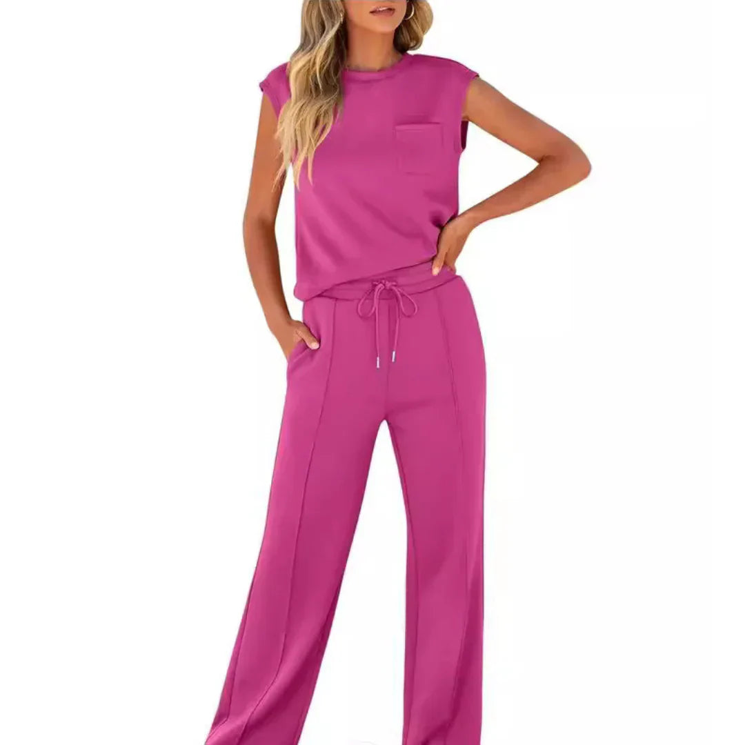 Conjunto top sin mangas-pantalón largo