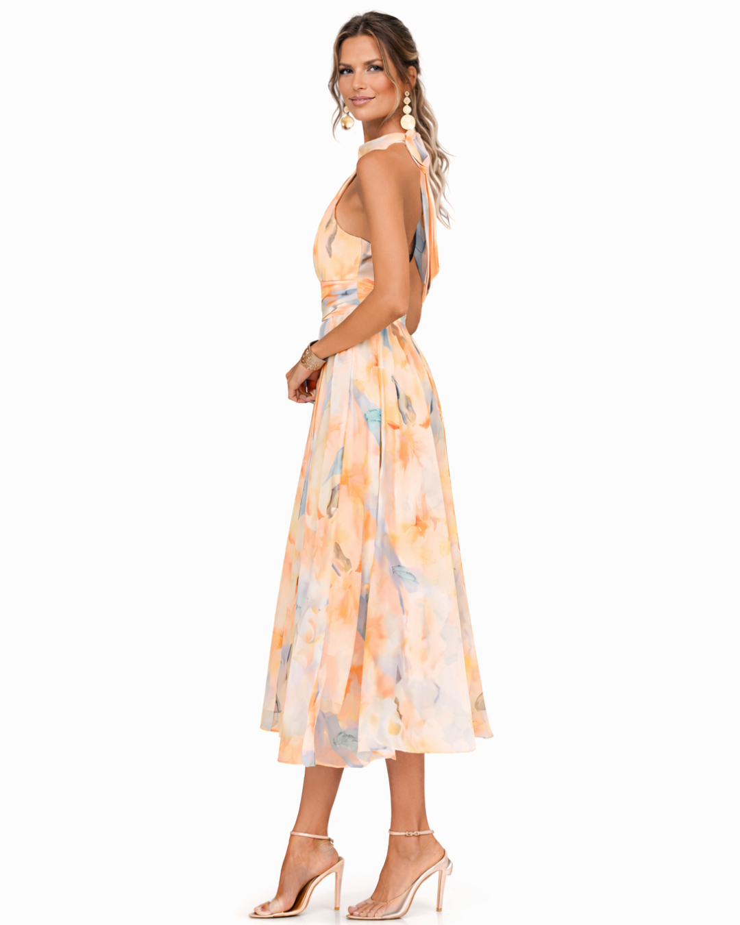 Aurora - Vestido Halter con Estampado Acuarela