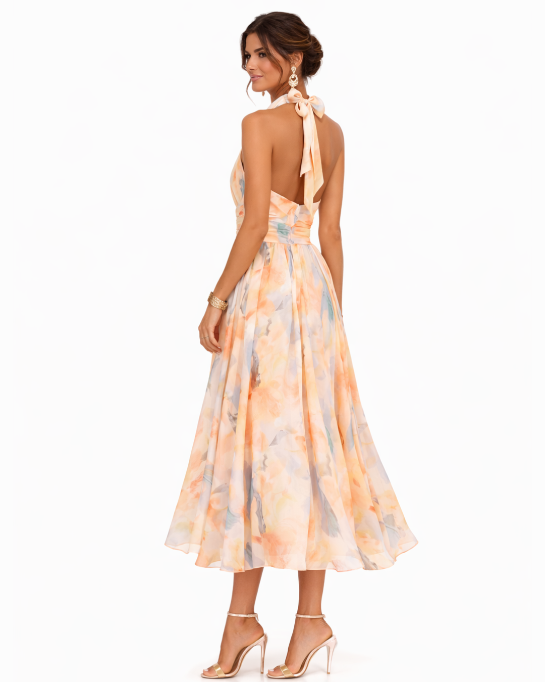 Aurora - Vestido Halter con Estampado Acuarela