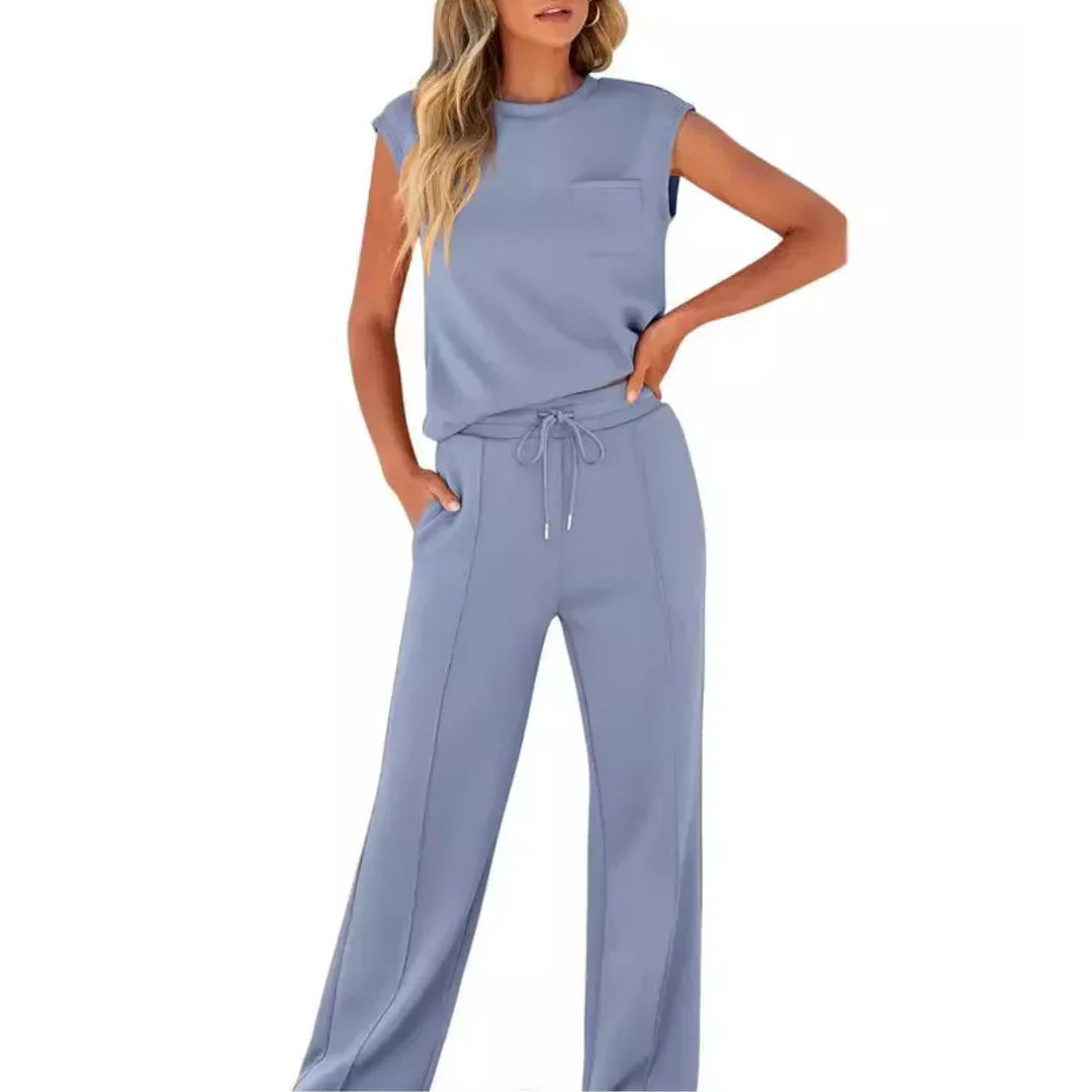 Conjunto top sin mangas-pantalón largo