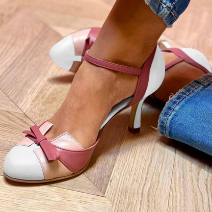 Zapatos de Tacón Vintage Bicolor con Lazo