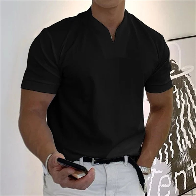 Camiseta Deportiva Hombre – Cuello en V, Algodón, Manga Corta 🏋️