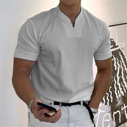 Camiseta Deportiva Hombre – Cuello en V, Algodón, Manga Corta 🏋️
