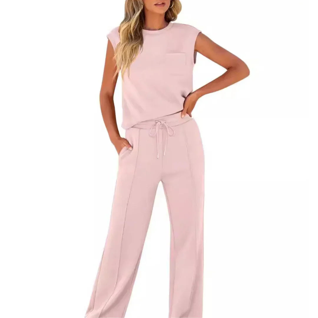 Conjunto top sin mangas-pantalón largo