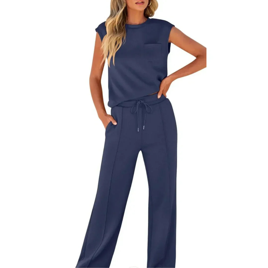 Conjunto top sin mangas-pantalón largo