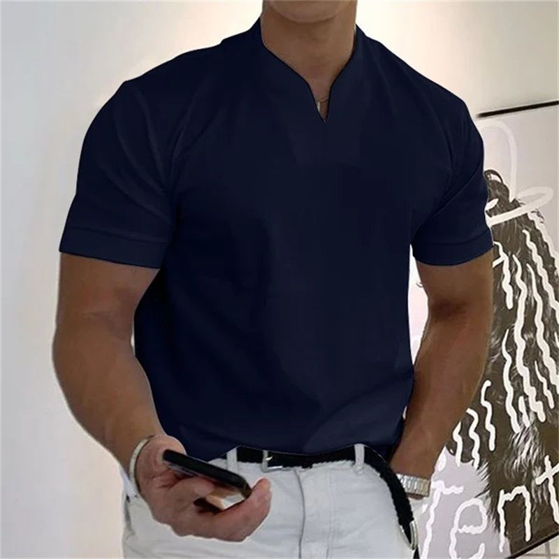 Camiseta Deportiva Hombre – Cuello en V, Algodón, Manga Corta 🏋️