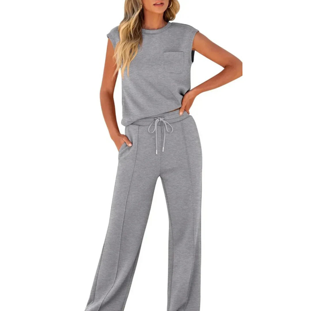 Conjunto top sin mangas-pantalón largo
