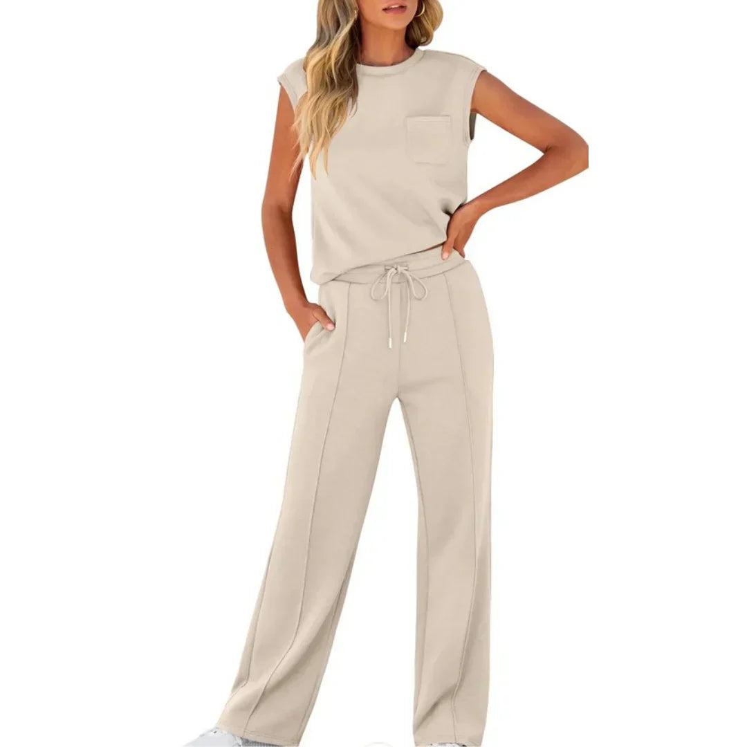 Conjunto top sin mangas-pantalón largo