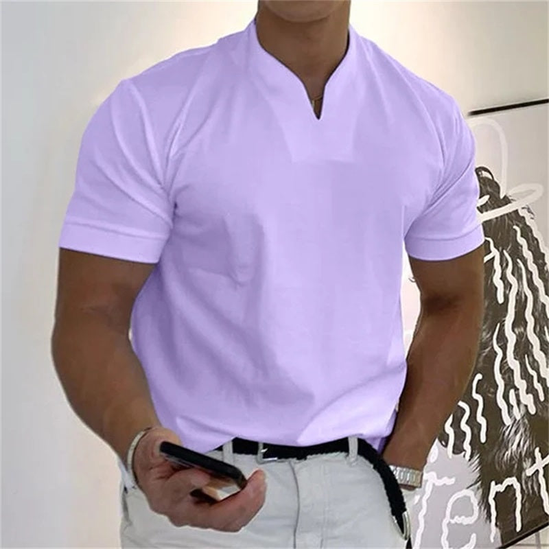 Camiseta Deportiva Hombre – Cuello en V, Algodón, Manga Corta 🏋️