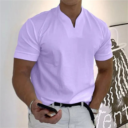 Camiseta Deportiva Hombre – Cuello en V, Algodón, Manga Corta 🏋️