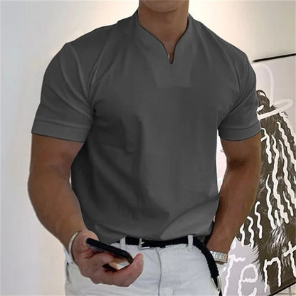 Camiseta Deportiva Hombre – Cuello en V, Algodón, Manga Corta 🏋️