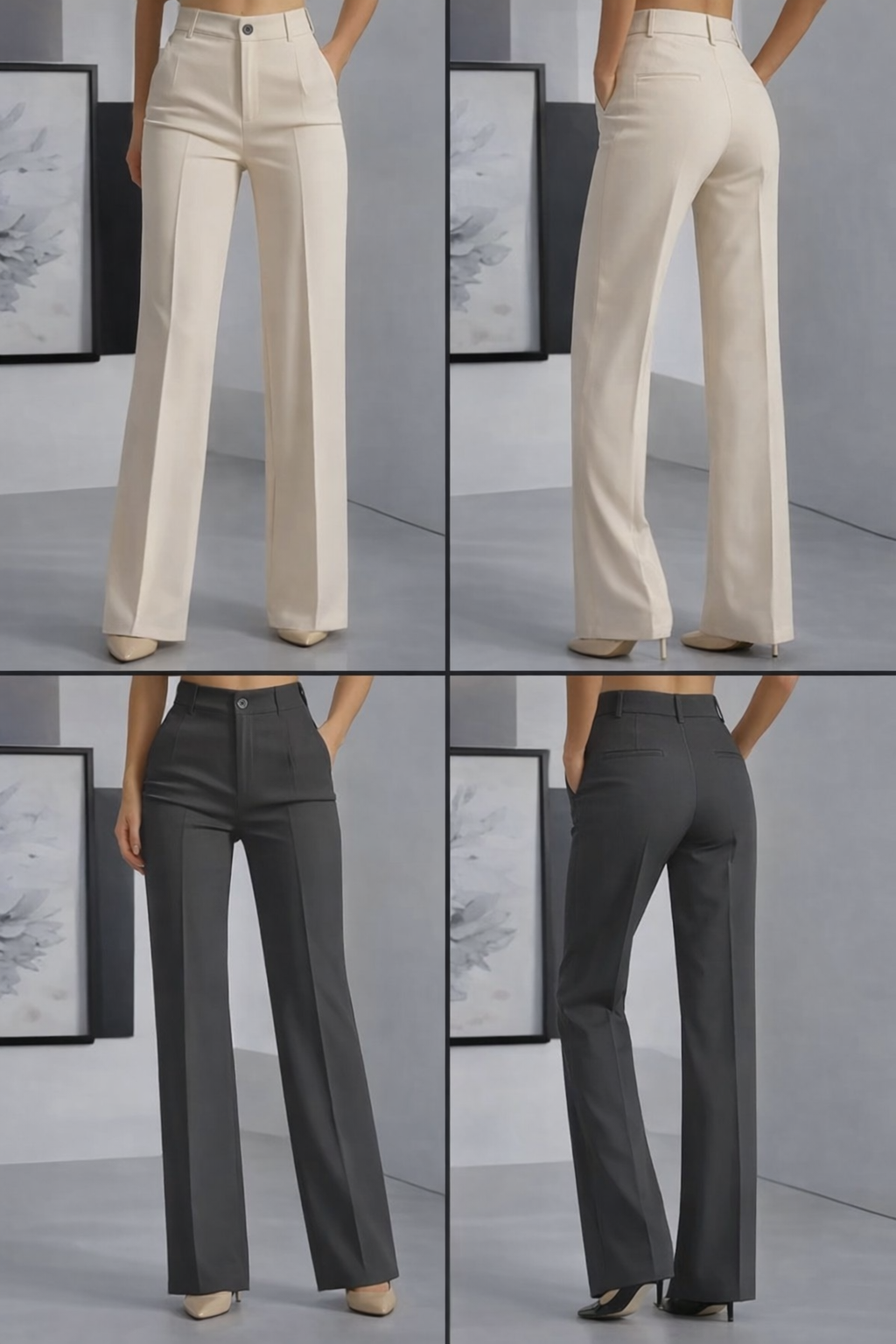 Pantalones de vestir de cintura alta - Corte elegante