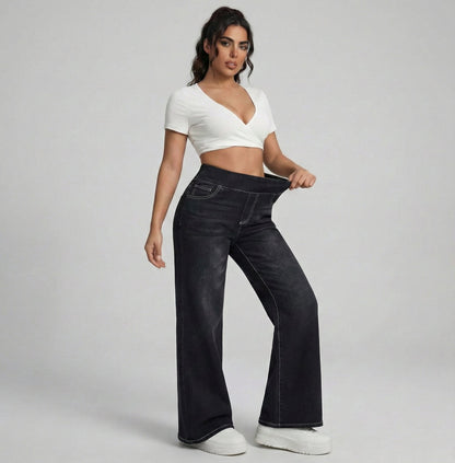 Pantalones anchos con control de abdomen