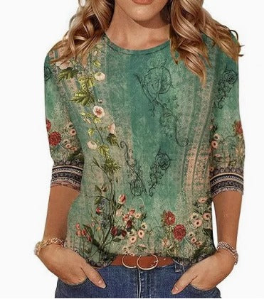 Blusa Turquesa con Degradado y Detalles Brillantes