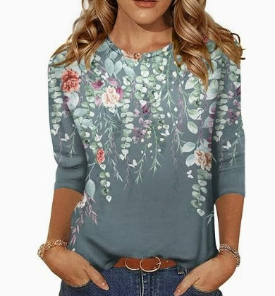 Blusa Turquesa con Degradado y Detalles Brillantes