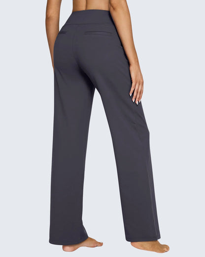 Pantalón Casual Flex de Pierna Ancha – Negro