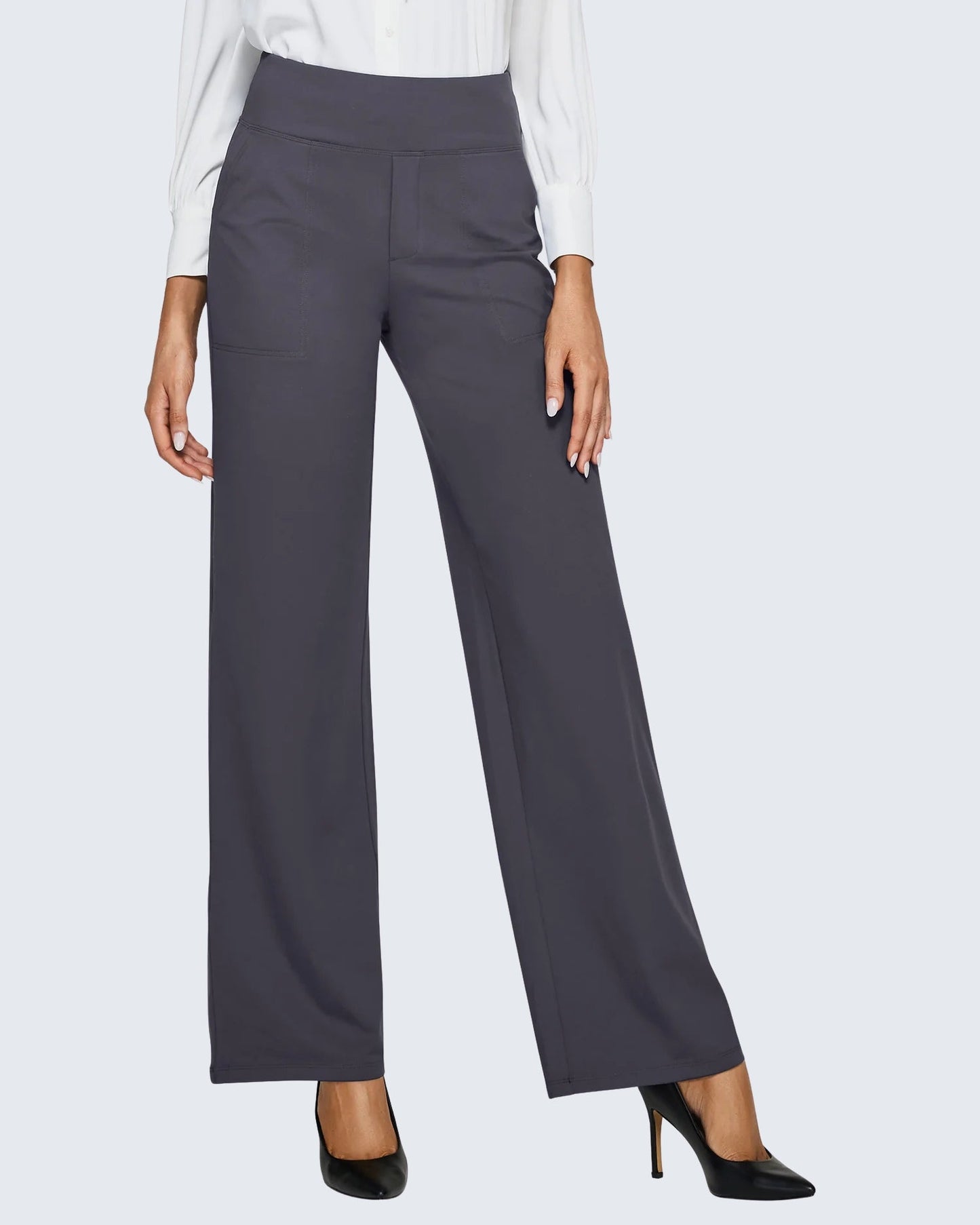 Pantalón Casual Flex de Pierna Ancha – Negro