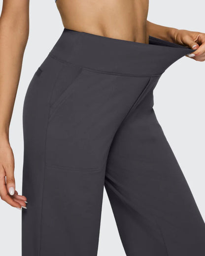 Pantalón Casual Flex de Pierna Ancha – Negro