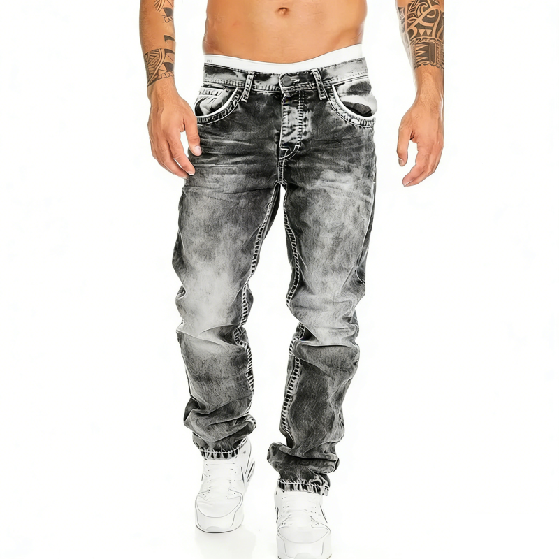 Jeans Rectos Hip Hop para Hombre – Estilo Vintage Lavado