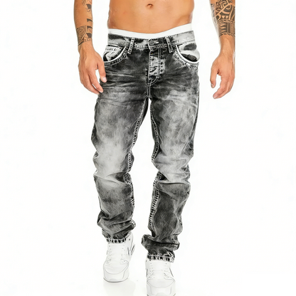 Jeans Rectos Hip Hop para Hombre – Estilo Vintage Lavado