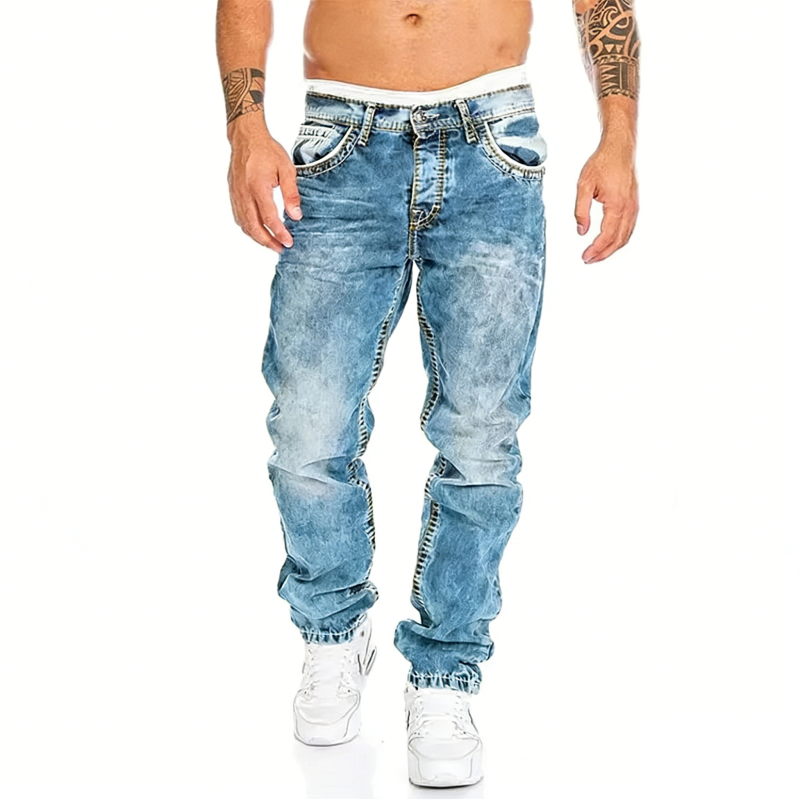 Jeans Rectos Hip Hop para Hombre – Estilo Vintage Lavado