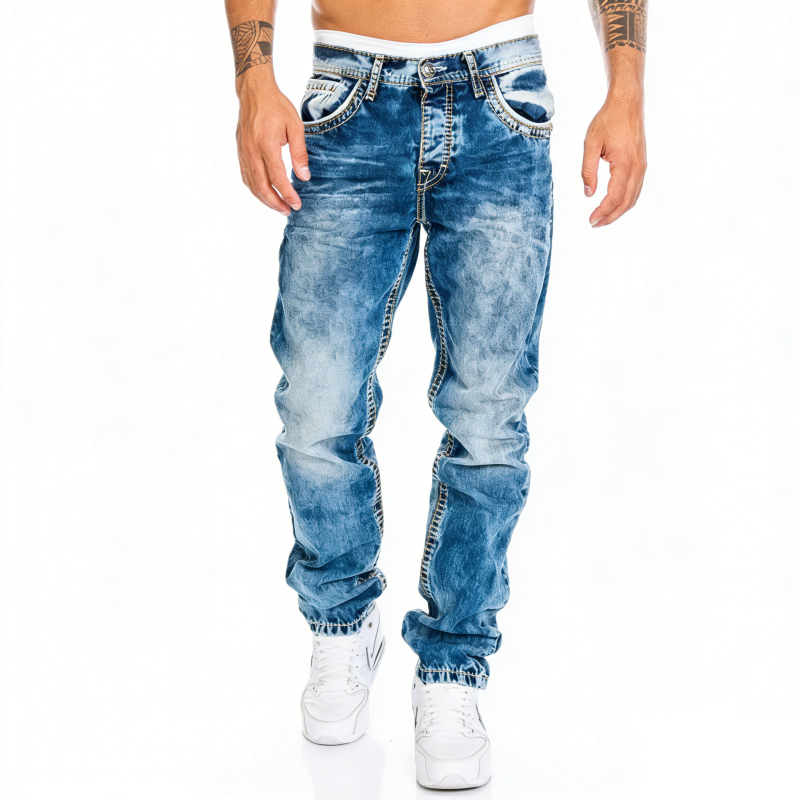 Jeans Rectos Hip Hop para Hombre – Estilo Vintage Lavado