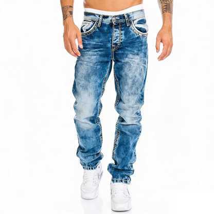 Jeans Rectos Hip Hop para Hombre – Estilo Vintage Lavado