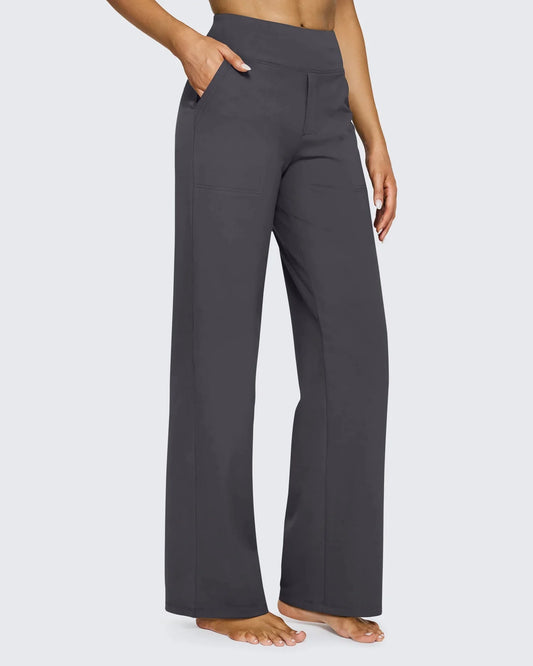 Pantalón Casual Flex de Pierna Ancha – Negro