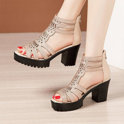 🌸Frühlingsangebote💐 Rutschfeste Peep-Toe-Sandalen mit dicker Sohle für Damen