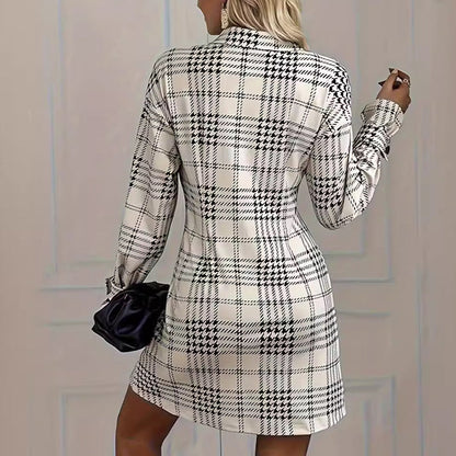 Vestido camisa de cuadros en línea A para mujer