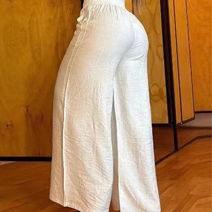 Pantalón Mujer – Talle Alto, Pierna Ancha y Cinturón Decorativo ✨