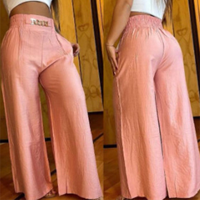 Pantalón Mujer – Talle Alto, Pierna Ancha y Cinturón Decorativo ✨