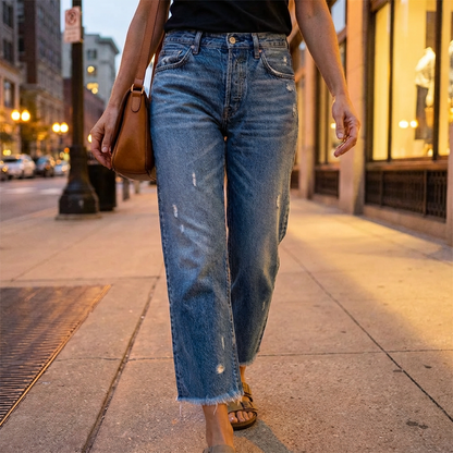 Jeans Cropped Rectos Retro para Mujer – Estilo Vintage