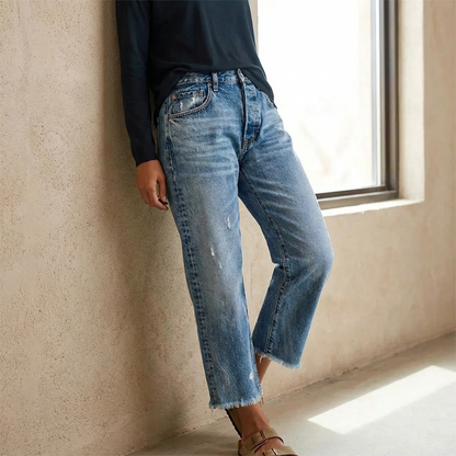 Jeans Cropped Rectos Retro para Mujer – Estilo Vintage