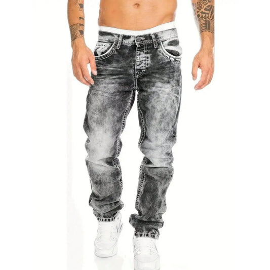 Jeans Rectos Hip Hop para Hombre – Estilo Vintage Lavado