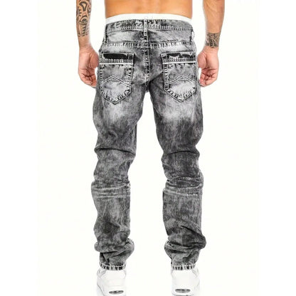 Jeans Rectos Hip Hop para Hombre – Estilo Vintage Lavado