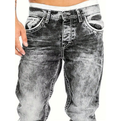 Jeans Rectos Hip Hop para Hombre – Estilo Vintage Lavado