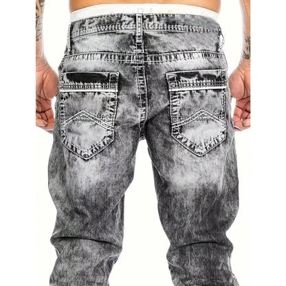 Jeans Rectos Hip Hop para Hombre – Estilo Vintage Lavado