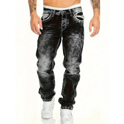Jeans Rectos Hip Hop para Hombre – Estilo Vintage Lavado
