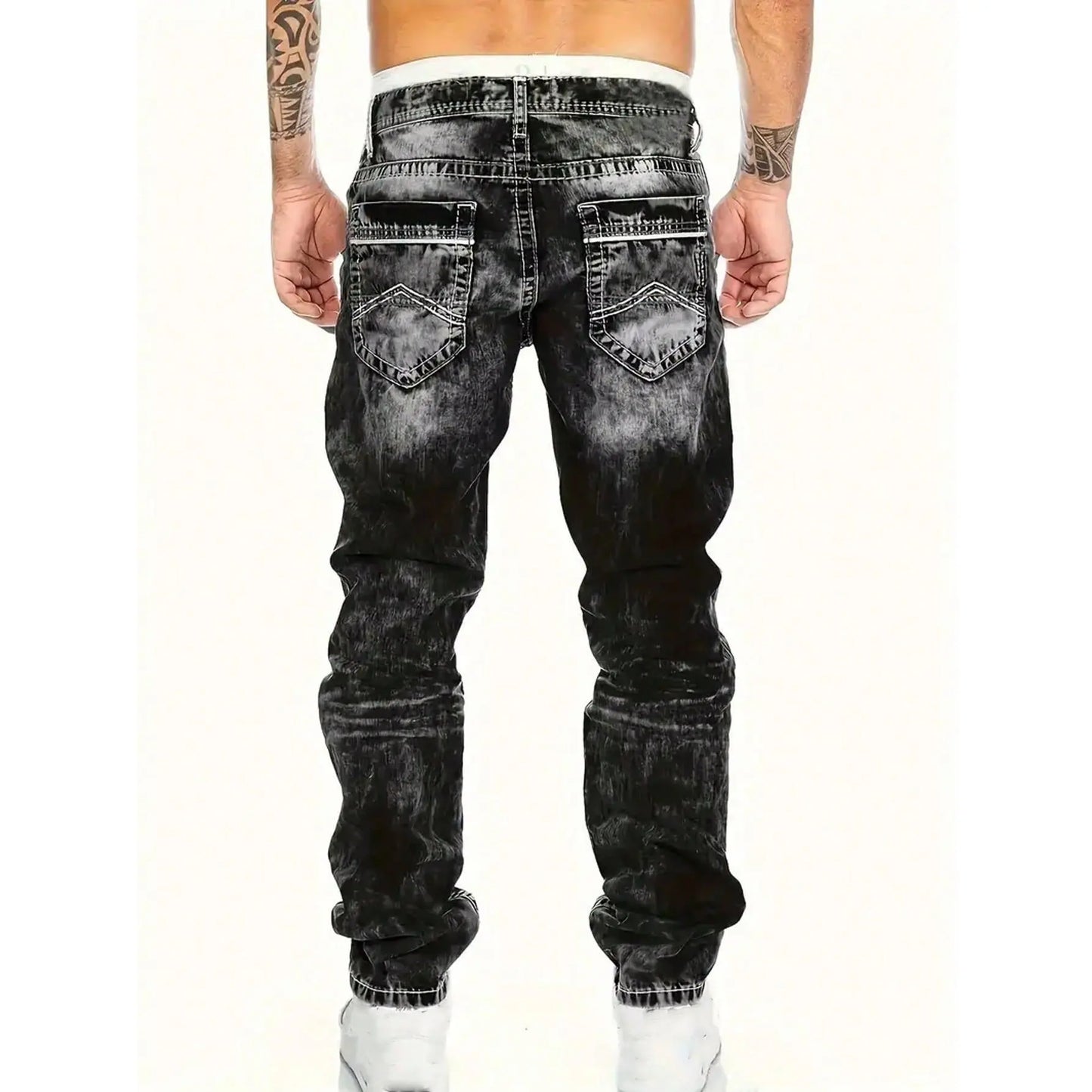 Jeans Rectos Hip Hop para Hombre – Estilo Vintage Lavado