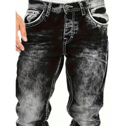 Jeans Rectos Hip Hop para Hombre – Estilo Vintage Lavado
