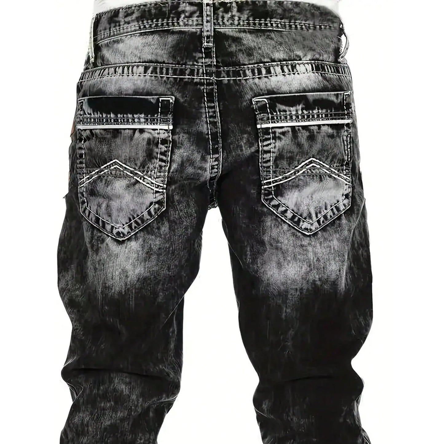 Jeans Rectos Hip Hop para Hombre – Estilo Vintage Lavado