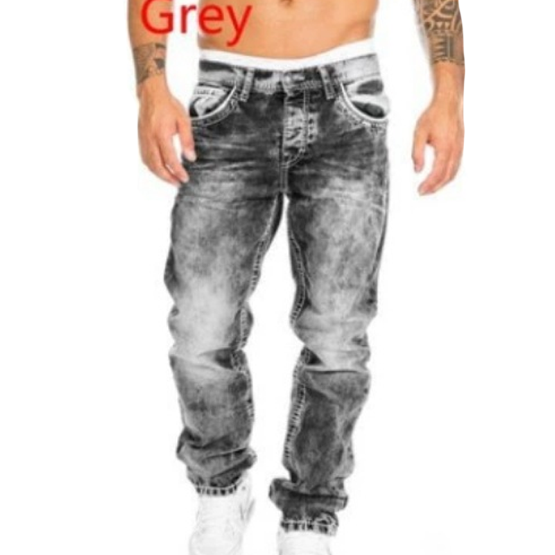 Jeans Rectos Hip Hop para Hombre – Estilo Vintage Lavado