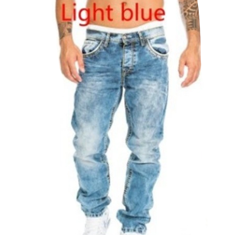 Jeans Rectos Hip Hop para Hombre – Estilo Vintage Lavado